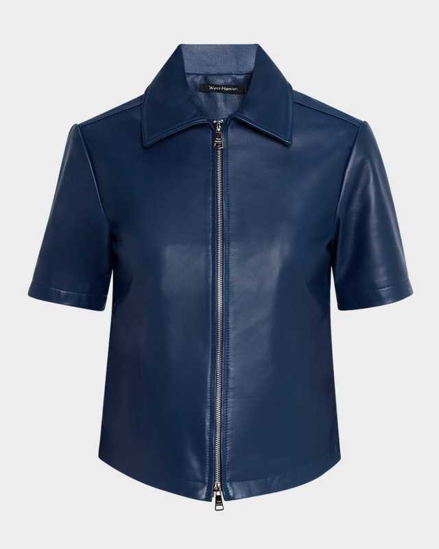 Andie Short-Sleeve Leather Shirt
